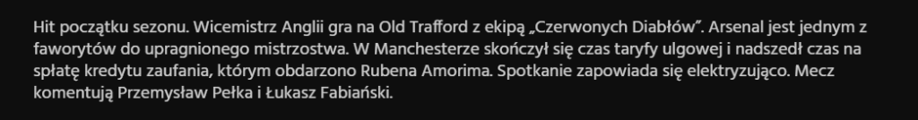 Łukasz Fabiański skomentuje mecz Premier League między Manchesterem United a Arsenalem (źródło: Canal+)