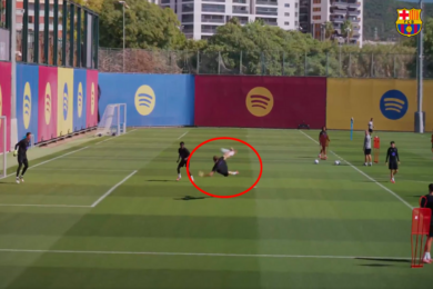 Ależ to zrobił! Piękny gol Roberta Lewandowskiego na treningu Barcelony [WIDEO]