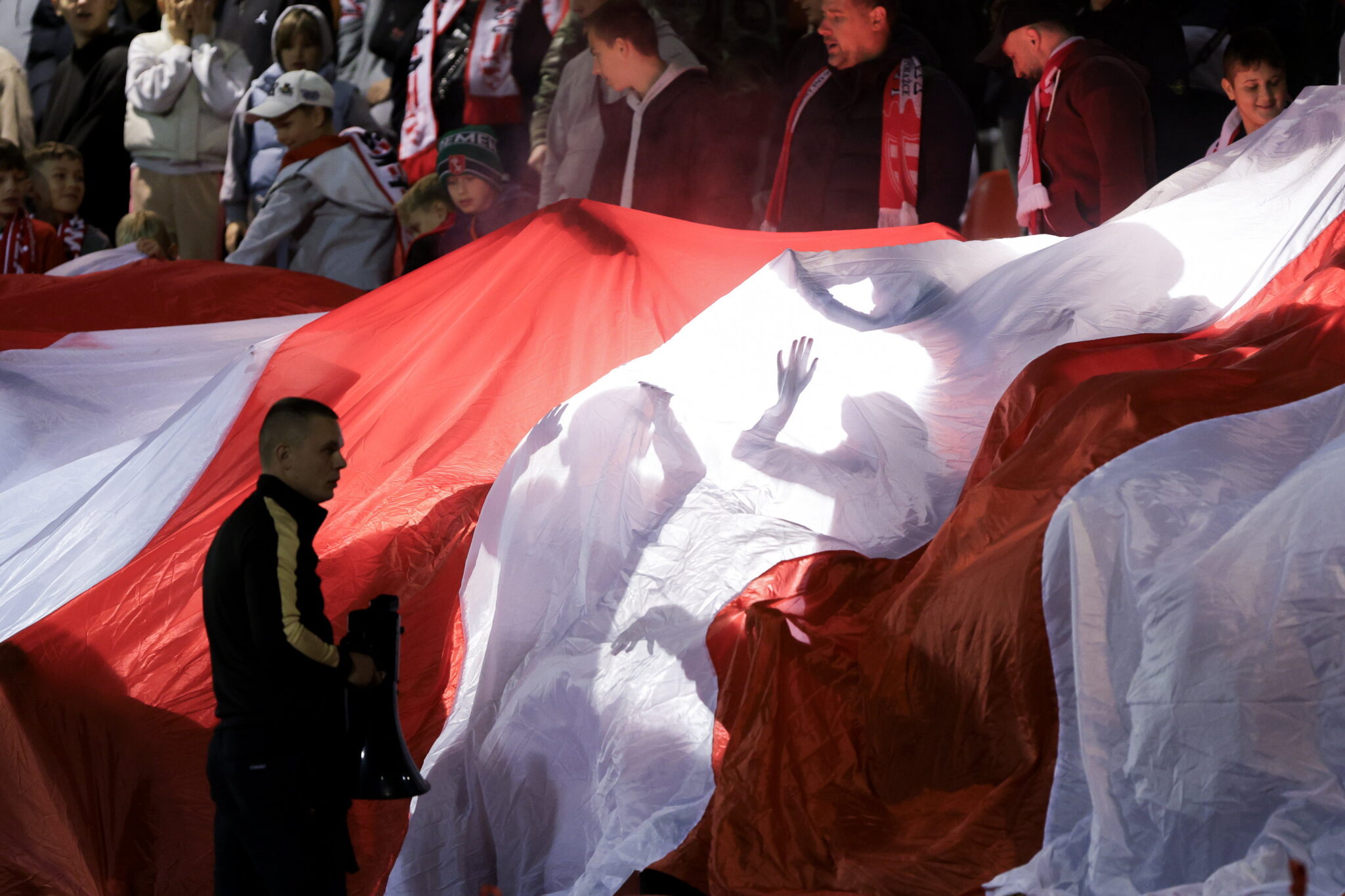 Kibice ŁKS Łomża podczas meczu Pucharu Polski z Odrą Opole (0:2)