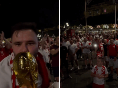 Przemarsz polskich kibiców na Malcie. „Polska mistrzem świata” [WIDEO]