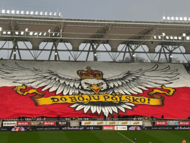 Kibice ŁKS-u Łódź zaprezentowali oprawę, która nie weszła na PGE Narodowy! [ZDJĘCIE]